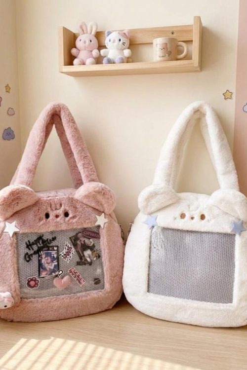 Kawaii Bunny Ita Shoulder Bag for Plushies and Pins