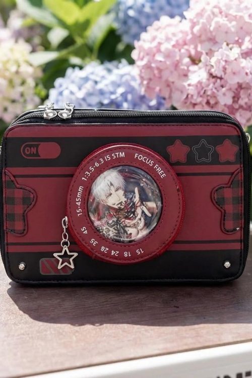 Kawaii Camera Convertible Ita Bag with Clear Window for Photocards and Pins