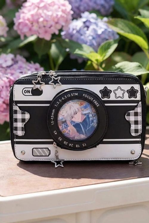 Kawaii Camera Convertible Ita Bag with Clear Window for Photocards and Pins