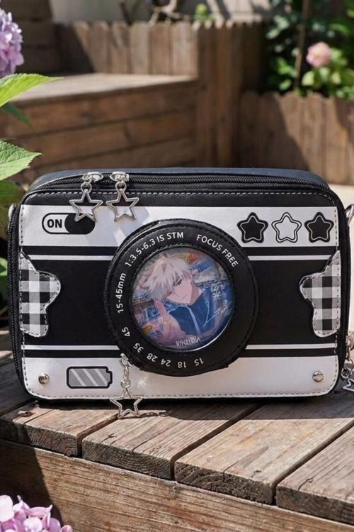 Kawaii Camera Convertible Ita Bag with Clear Window for Photocards and Pins
