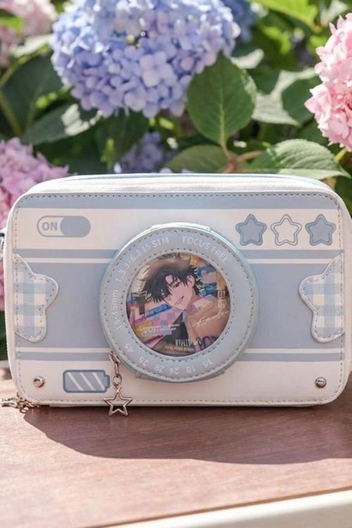 Kawaii Camera Convertible Ita Bag with Clear Window for Photocards and Pins