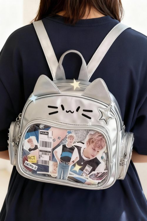 Kawaii Cat Ita Backpack for Photocards and Pins