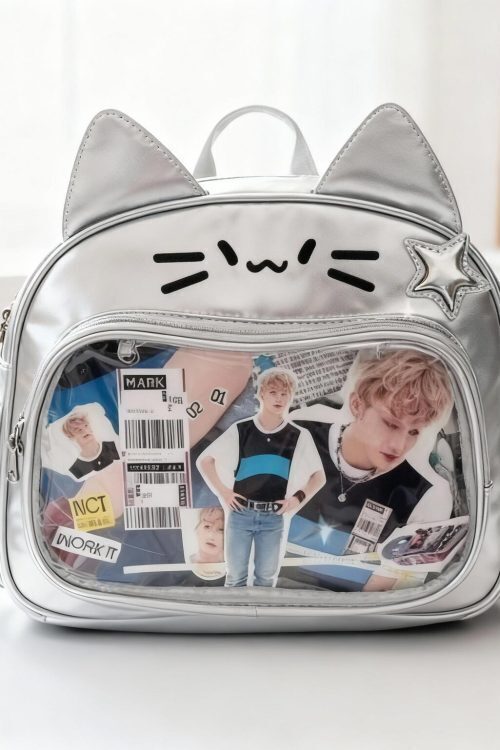 Kawaii Cat Ita Backpack for Photocards and Pins