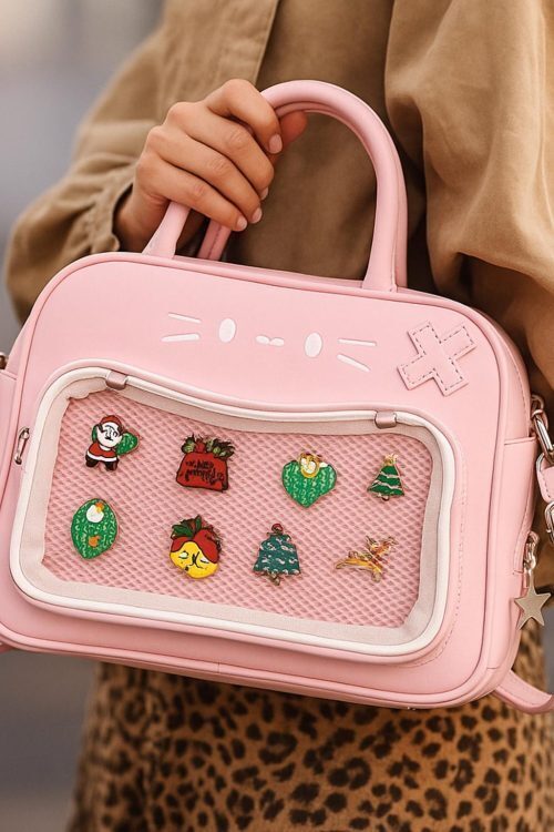 Kawaii Cat Ita Backpack with Clear Window for Plushies and Pins