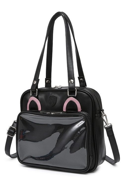 Kawaii Cat Ita Bag with Clear Window and Included Insert for Plushies and Pins