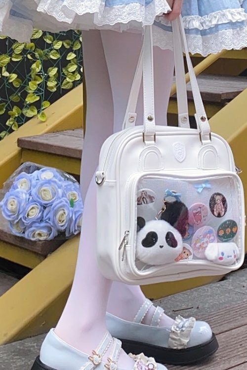 Kawaii Cat Ita Bag with Clear Window and Included Insert for Plushies and Pins