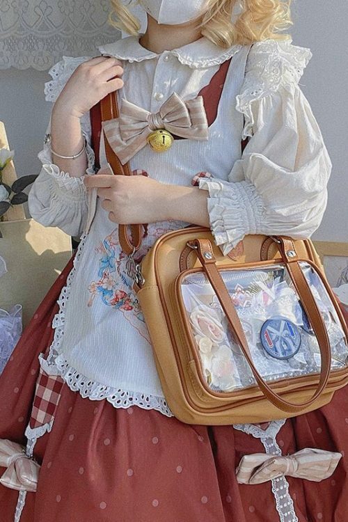 Kawaii Cat Ita Bag with Clear Window and Included Insert for Plushies and Pins