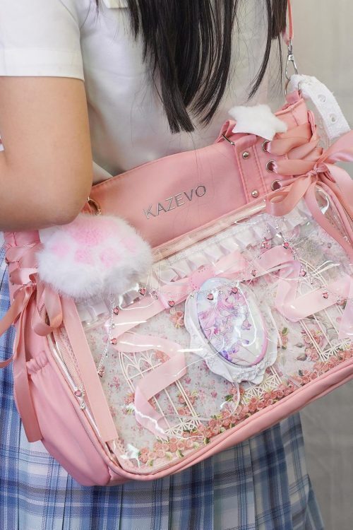 Kawaii Convertible Ita Bag with Clear Window for Photocards and Pins
