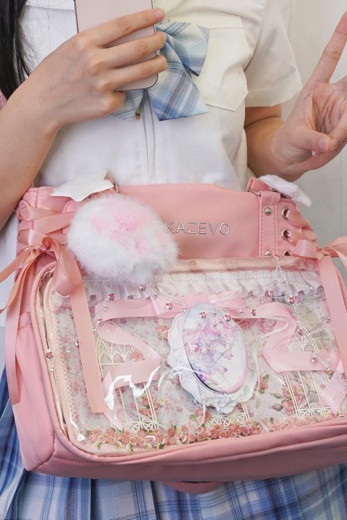 Kawaii Convertible Ita Bag with Clear Window for Photocards and Pins