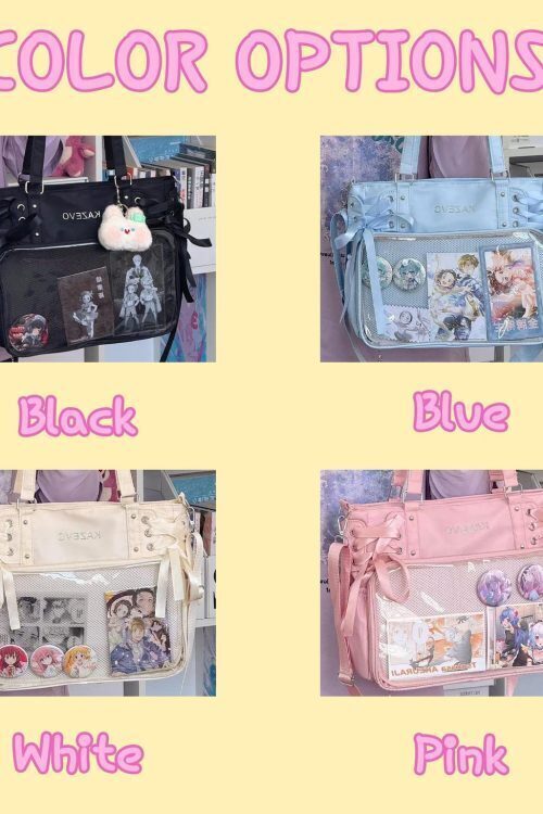Kawaii Convertible Ita Bag with Clear Window for Photocards and Pins