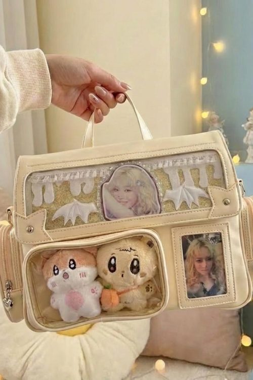 Kawaii Convertible Ita Bag with Clear Window for Photocards and Pins