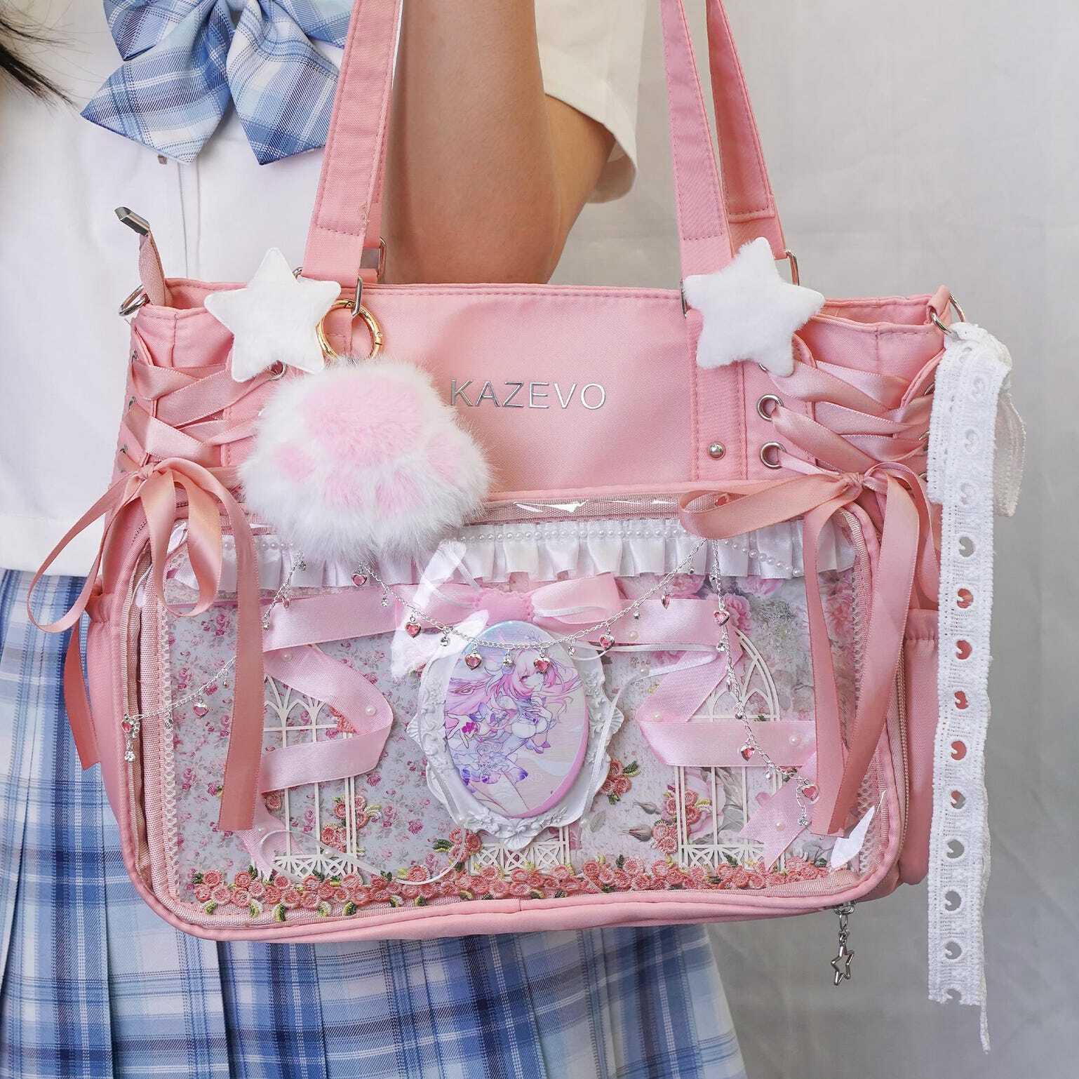 Kawaii Convertible Ita Bag with Clear Window for Photocards and Pins Kawaii Convertible Ita Bag with Clear Window for Photocards and Pins