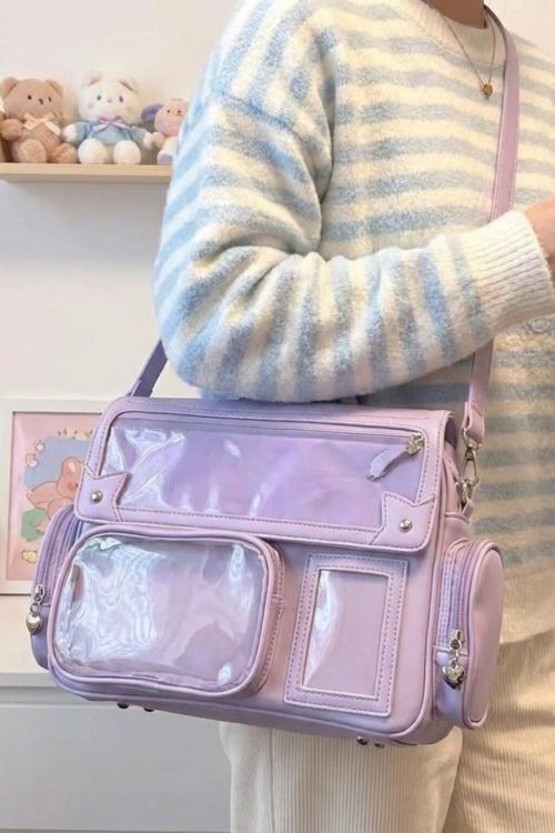 Kawaii Convertible Ita Bag with Clear Window for Photocards and Pins