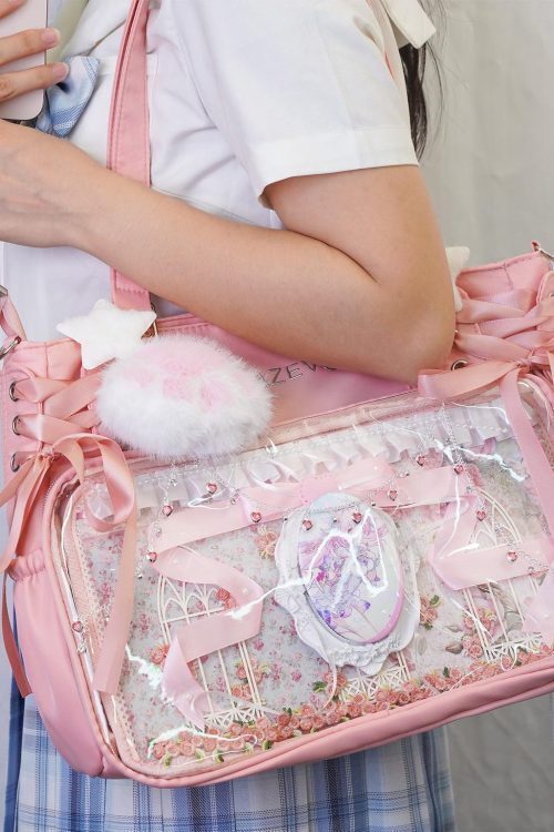 Kawaii Convertible Ita Bag with Clear Window for Photocards and Pins