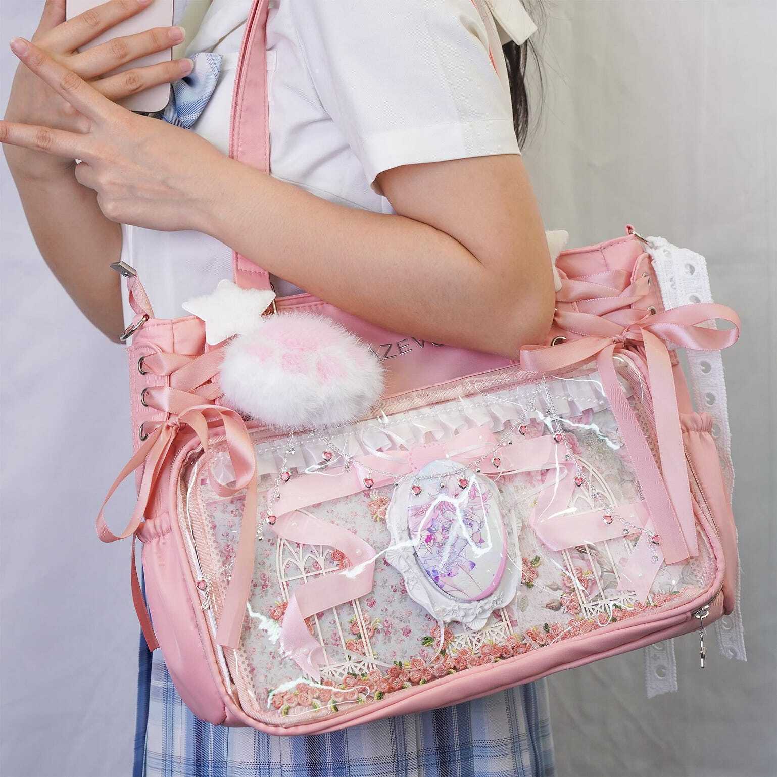 Kawaii Convertible Ita Bag with Clear Window for Photocards and Pins Kawaii Convertible Ita Bag with Clear Window for Photocards and Pins