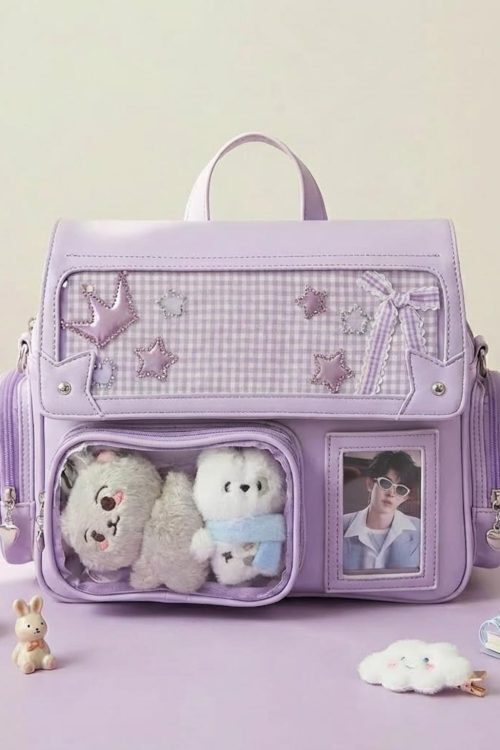 Kawaii Convertible Ita Bag with Clear Window for Photocards and Pins