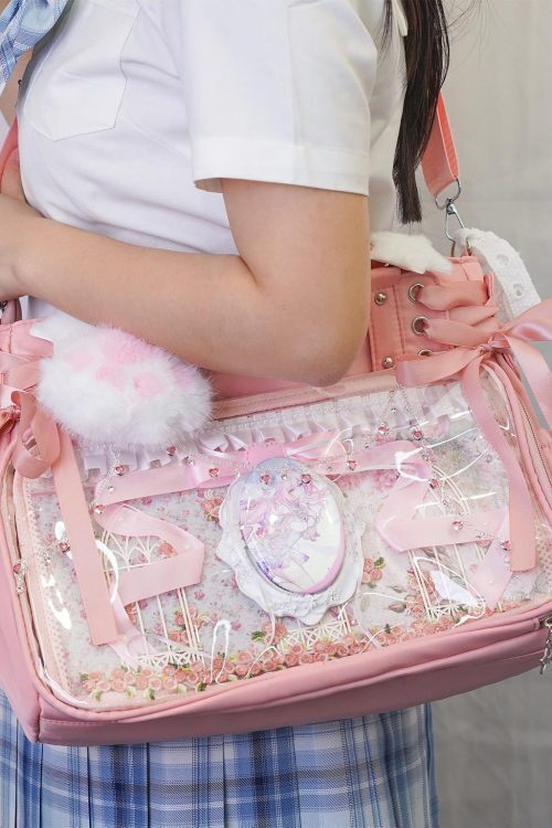 Kawaii Convertible Ita Bag with Clear Window for Photocards and Pins