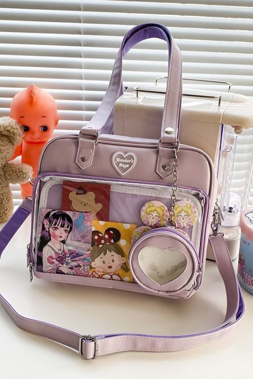 Kawaii Convertible Ita Bag with Clear Window for Pin Display