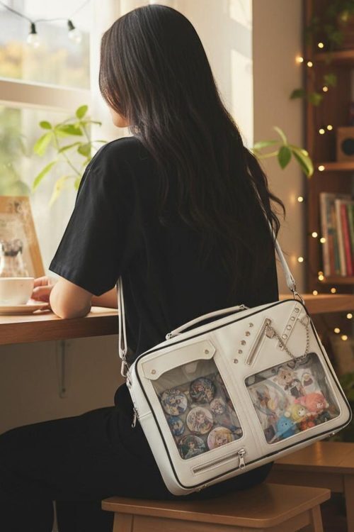 Kawaii Convertible Ita Bag with Clear Window for Pin Display