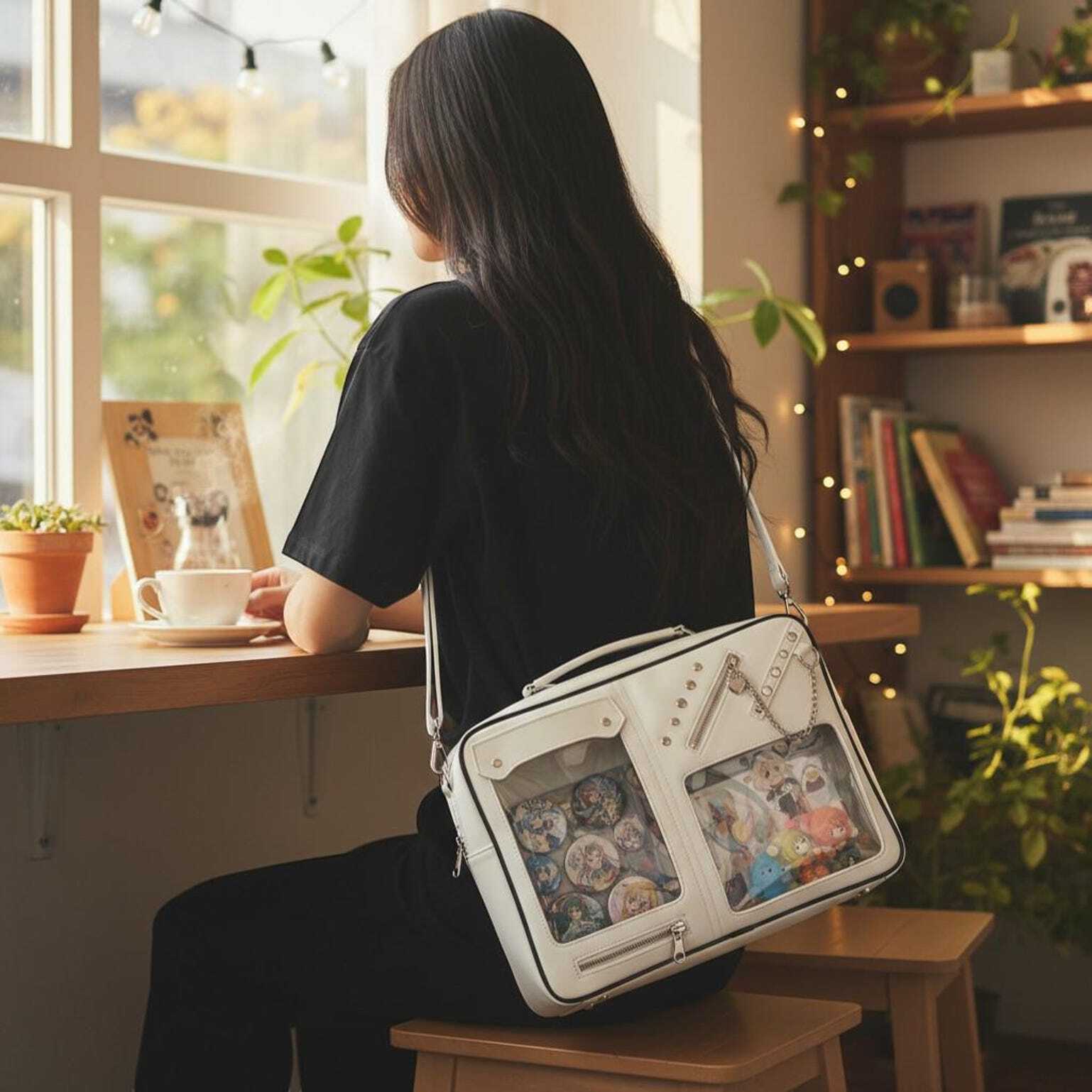 Kawaii Convertible Ita Bag with Clear Window for Pin Display Kawaii Convertible Ita Bag with Clear Window for Pin Display