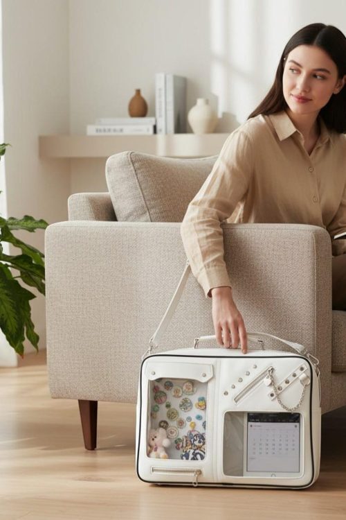 Kawaii Convertible Ita Bag with Clear Window for Pin Display