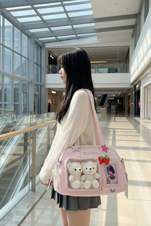 Kawaii Convertible Ita Bag with Clear Window for Pin Display
