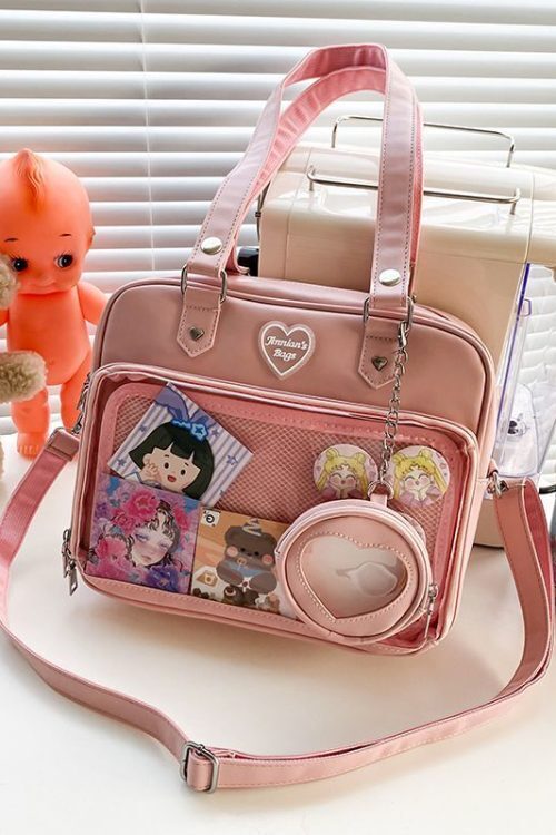 Kawaii Convertible Ita Bag with Clear Window for Pin Display