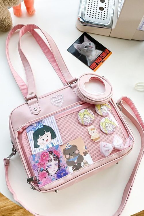 Kawaii Convertible Ita Bag with Clear Window for Pin Display