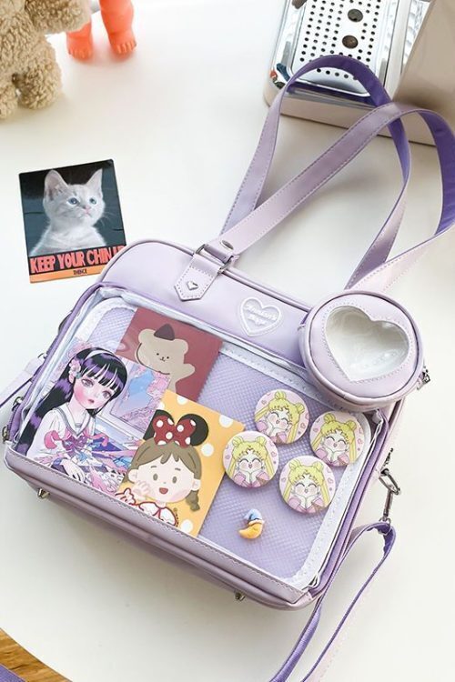 Kawaii Convertible Ita Bag with Clear Window for Pin Display