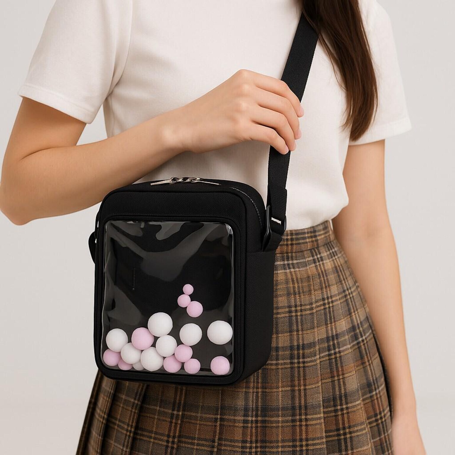 Kawaii Convertible Ita Bag with Clear Window for Pin Display Kawaii Convertible Ita Bag with Clear Window for Pin Display