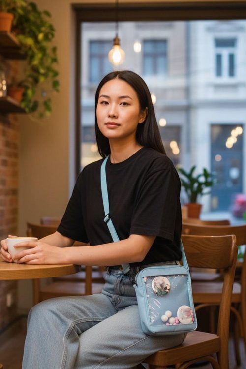 Kawaii Convertible Ita Bag with Clear Window for Pin Display