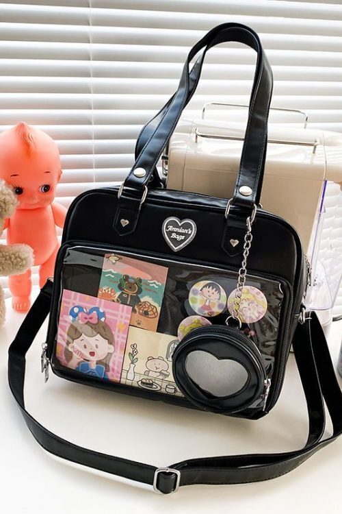 Kawaii Convertible Ita Bag with Clear Window for Pin Display