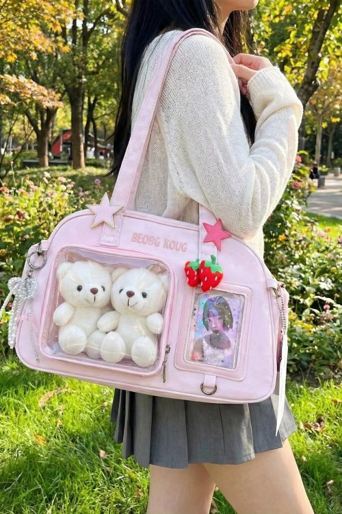 Kawaii Convertible Ita Bag with Clear Window for Pin Display