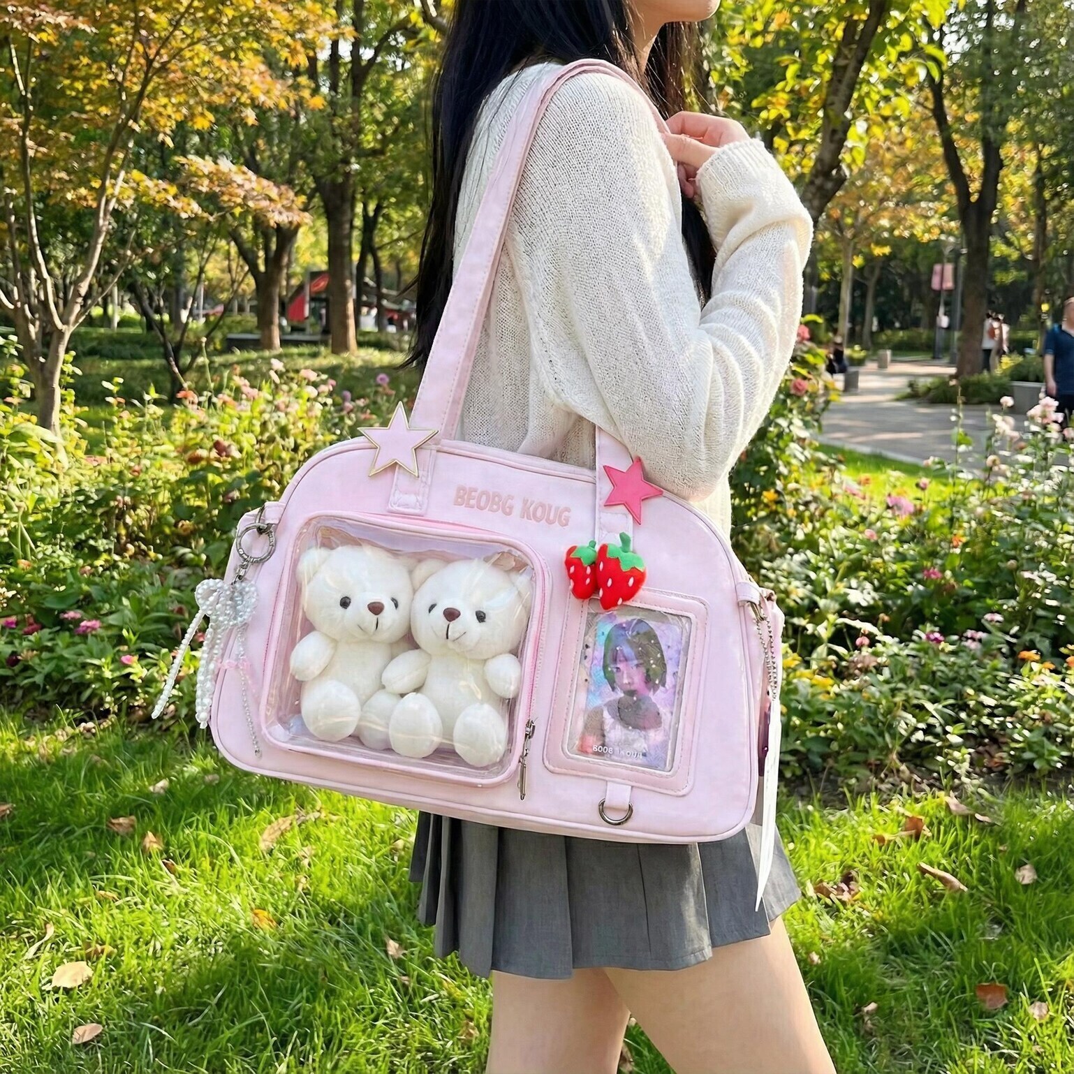 Kawaii Convertible Ita Bag with Clear Window for Pin Display Kawaii Convertible Ita Bag with Clear Window for Pin Display
