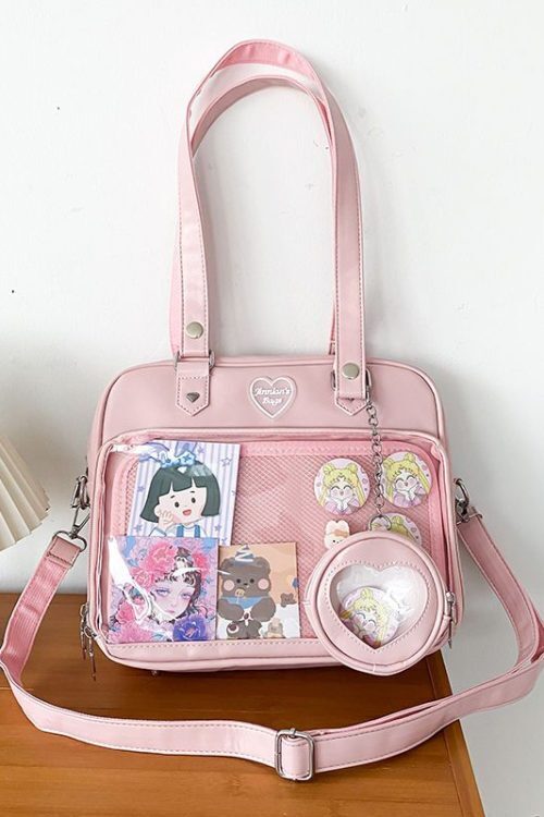 Kawaii Convertible Ita Bag with Clear Window for Pin Display