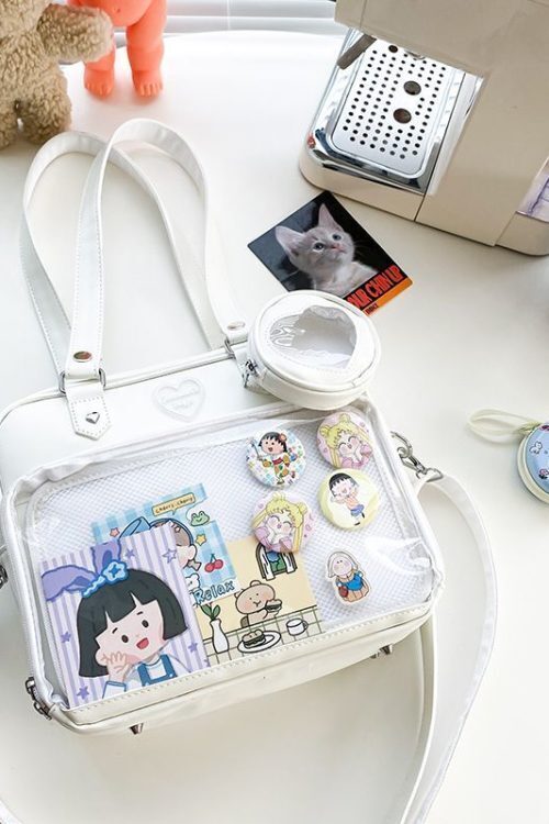 Kawaii Convertible Ita Bag with Clear Window for Pin Display