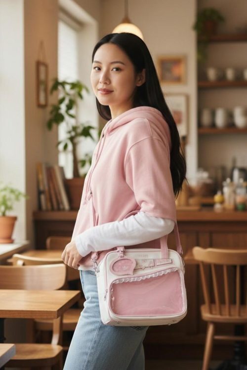 Kawaii Convertible Ita Bag with Clear Window for Pin Display