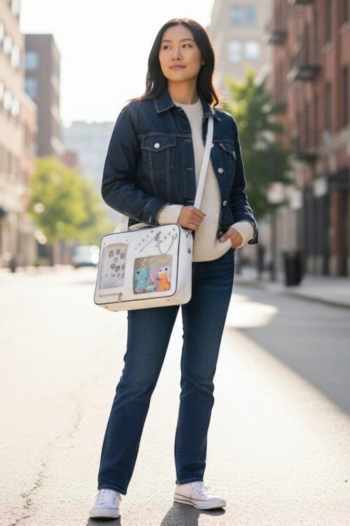 Kawaii Convertible Ita Bag with Clear Window for Pin Display