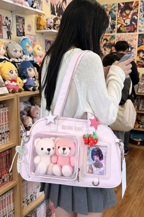 Kawaii Convertible Ita Bag with Clear Window for Pin Display