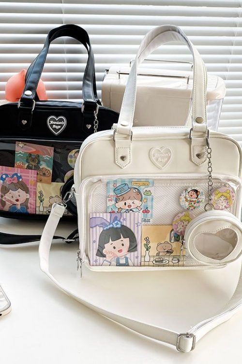 Kawaii Convertible Ita Bag with Clear Window for Pin Display