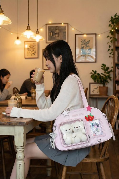 Kawaii Convertible Ita Bag with Clear Window for Pin Display