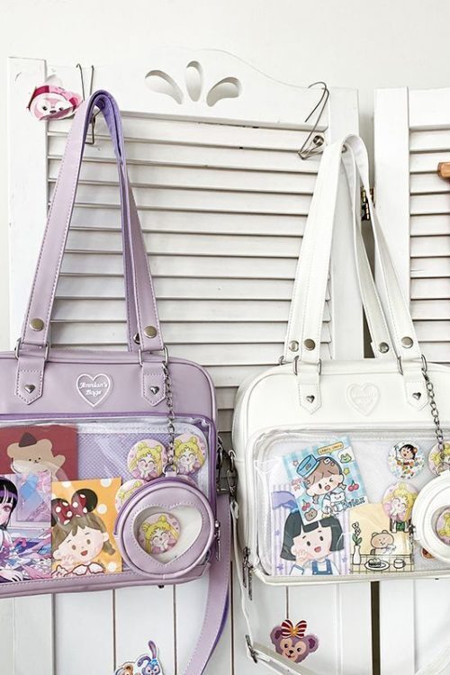 Kawaii Convertible Ita Bag with Clear Window for Pin Display