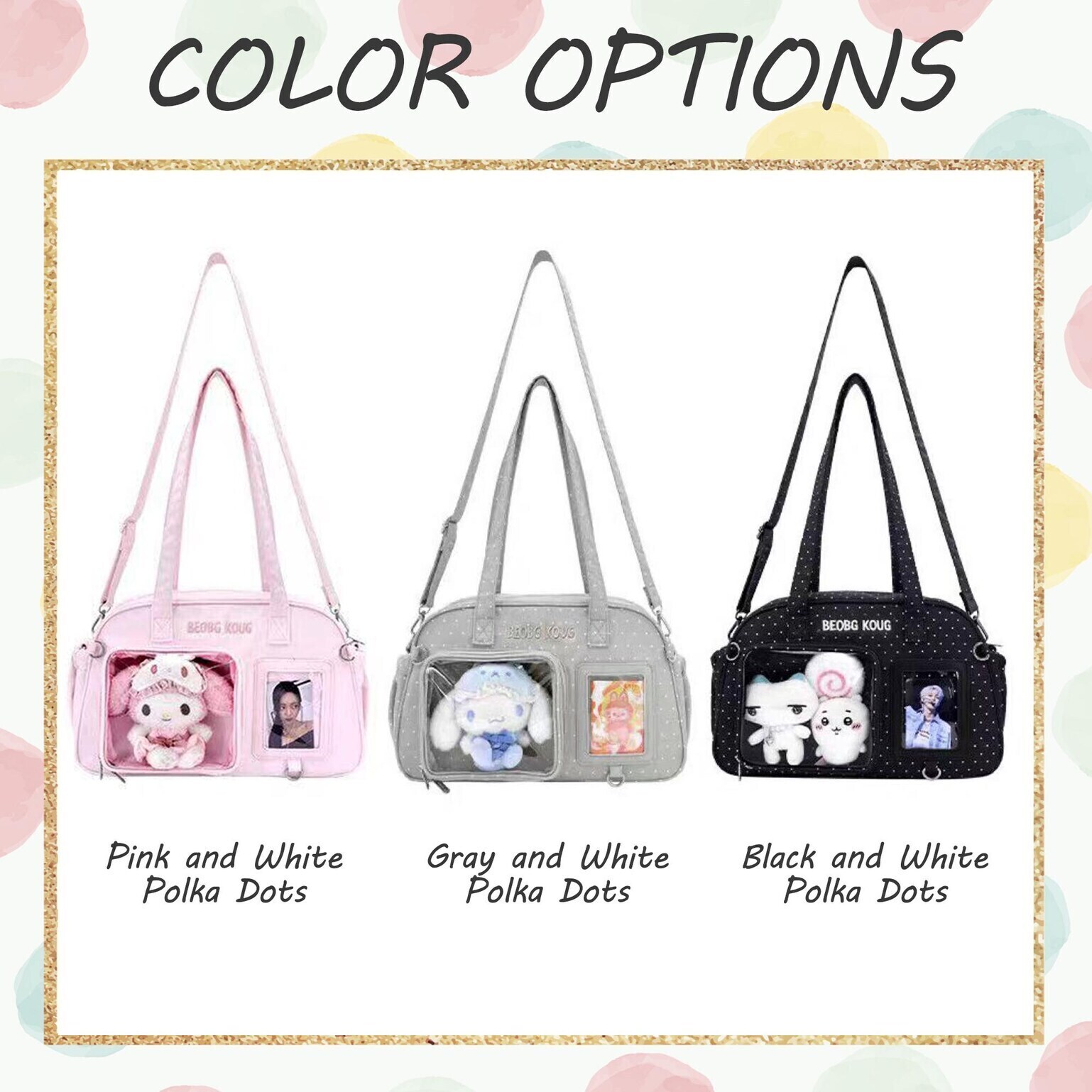 Kawaii Convertible Ita Bag with Clear Window for Pin Display Kawaii Convertible Ita Bag with Clear Window for Pin Display