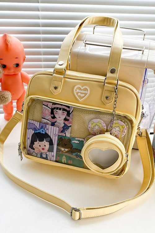 Kawaii Convertible Ita Bag with Clear Window for Pin Display