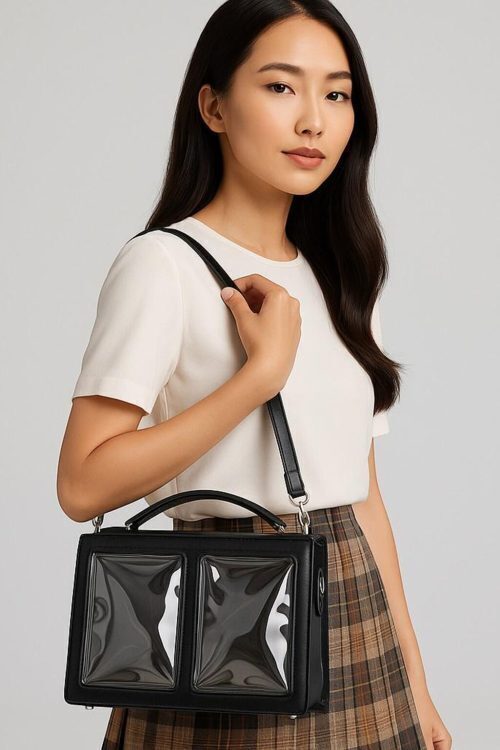 Kawaii Convertible Ita Bag with Clear Window for Pin Display