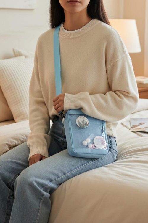 Kawaii Convertible Ita Bag with Clear Window for Pin Display