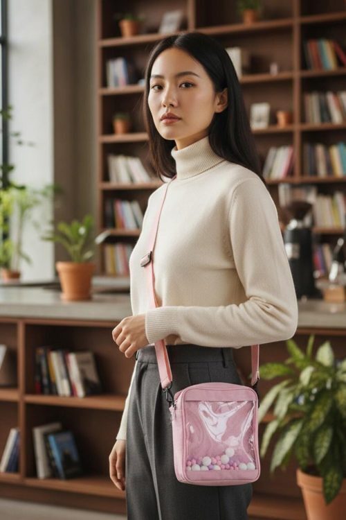 Kawaii Convertible Ita Bag with Clear Window for Pin Display