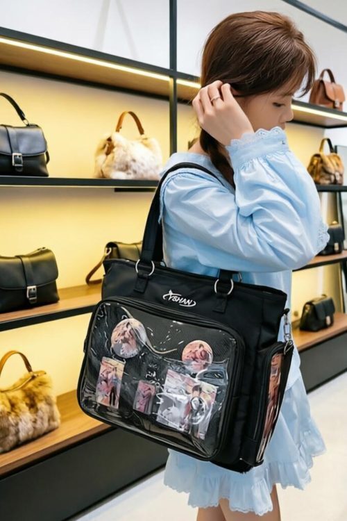 Kawaii Convertible Ita Bag with Clear Window for Plushies and Pins