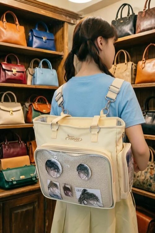 Kawaii Convertible Ita Bag with Clear Window for Plushies and Pins