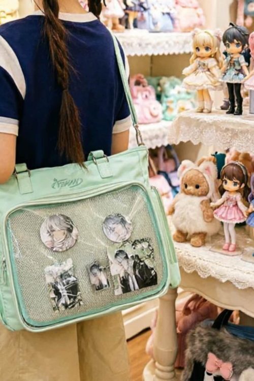 Kawaii Convertible Ita Bag with Clear Window for Plushies and Pins